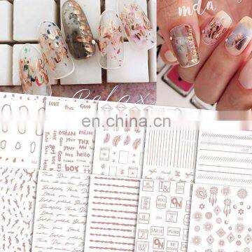 JOYFUL 362-387 Japanese Mayu Rose Gold English Letter Nail Stickers Nails 3d Adhesive Patch Nail Stickers photo-2