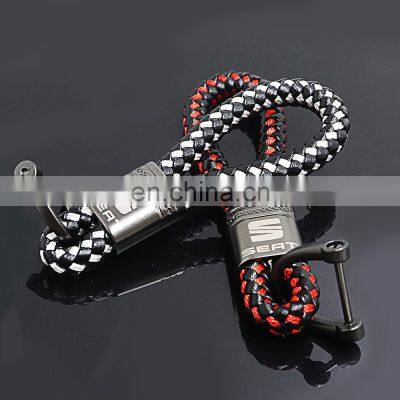 Car KeyChain Key Ring High-Grade Hand Woven Leather Key Case photo-2