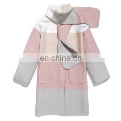 Ladies Elegant Evening 100% Cashmere Coat and Scarf for Autumn Winter