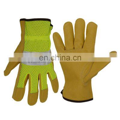 HANDLANDY Full Grain Pig Skin Hand Gloves Truck Drivers Farming Construction Traffic Police Gloves Leather Working Gloves