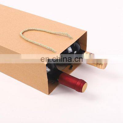 Custom Wholesale Bag Kraft Wine Paperbag Bottle Paper Gift Wine Shopping Bag