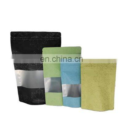 compostable bags 100% biodegradable packaging paper food packaging with window ziplock