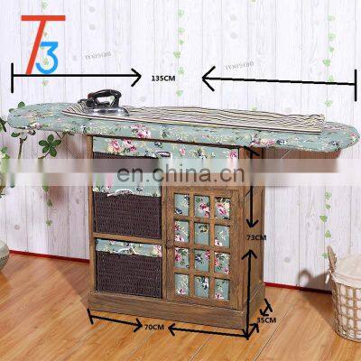 stand for clothes ironing board wood cabinet with storage basket drawer