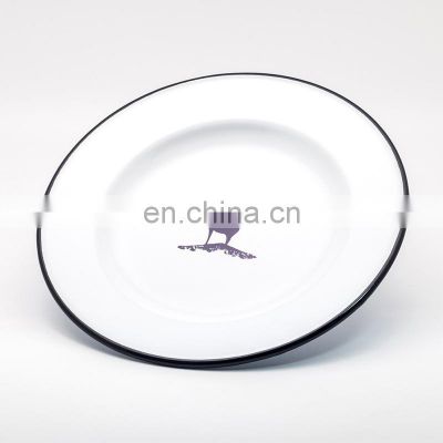 vintage 16cm 18cm 20cm 22cm 24cm 28cm white color oblong rectangular shape enamel butter soap pie dish with logo printed