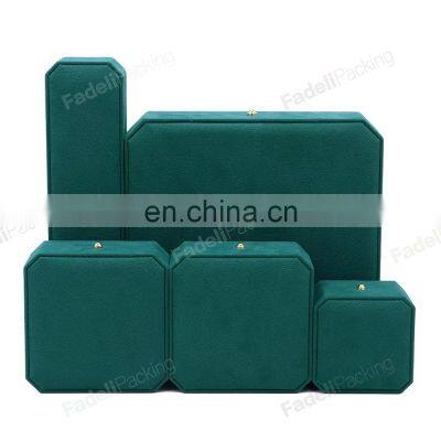 Wholesale Custom Plastic Wrapped With Blackish Green Jewellery Case for Ring Earrings Necklace Bangle and Bracelet Packing Box