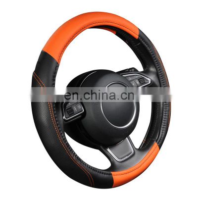 Car Steering Wheel Cover Universal Sports Style Anti-SLIP Orange Color Pu Leather Steering Wheel Cover Car Styling accessories