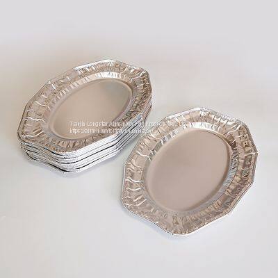 Oval Lace Thickened Aluminum Foil Dinner Plate Barbecue Plate Pasta Plate photo-2