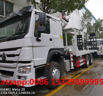 HOT SALE! Cheapest Price SINO TRUK HOWO 6*4 RHD 14tons Flatbed Truck With Knuckle Crane Boom for Sale photo-2