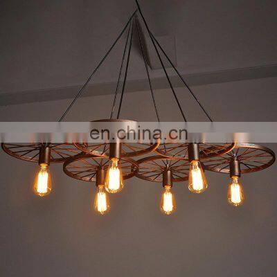 Vintage LED Hanging Light Good Quality Decor Wheel Pendant Lamp Retro Edison LED Filament Lamp For Living Room Restaurant