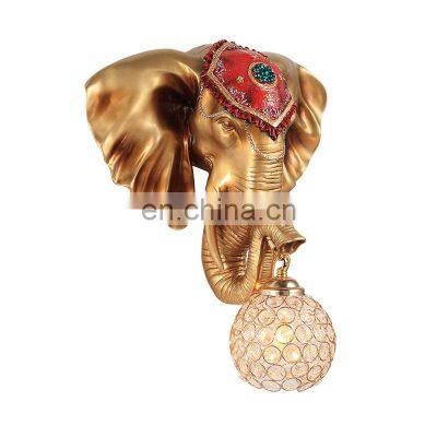 European style creative elephant wall lamp American style decorative interior lamp for bedroom stairs hotel