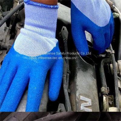 10Gauge 21S Cotton Liner Latex Crinkle 3/4 Coated Work Gloves photo-4