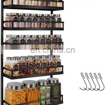 Wall Mount Spice Rack Organizer 5 Tier Height Adjustable Hanging Spice Shelf Storage for Kitchen Pantry Cabinet Door