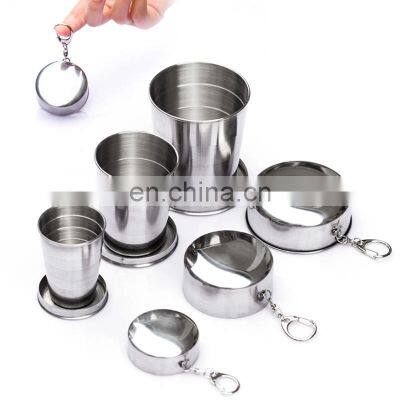 75ml/150ml/250ml Stainless Steel Folding Cup Portable Outdoor Travel Camping Telescopic Cup With Keychain Water Coffee Handcup photo-4
