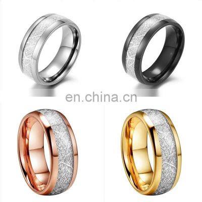 8mm Silk Grain Stainless Steel Ring For Men Women Jewelry
