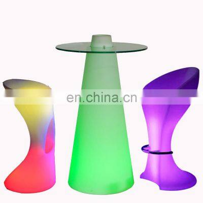 portable wireless rechargeable outdoor led light bar cocktail tables and chairs hot sale high bar table and chairs