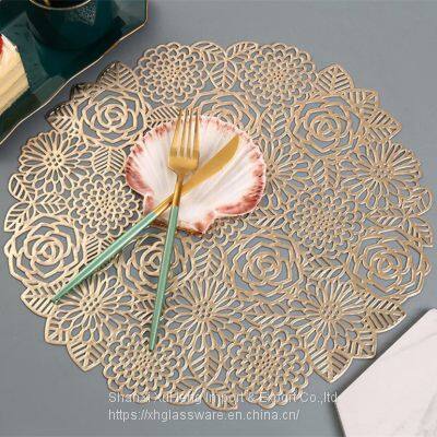 Round Hollow Western Table Place Mat With PVC Retro Waterproof Non-Slip Material photo-3