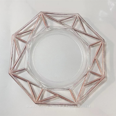 Rose Gold Rimmed Plastic Party Charger Plates Western Table 13