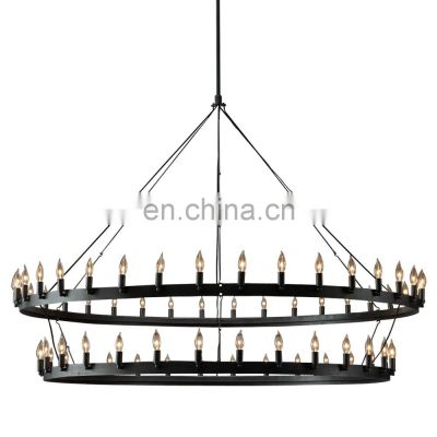 Modern Minimalist Iron Chandelier High Quality Warm White Light for Duplex Apartment Loft Hotel Lobby Indoor Decorative Lamp