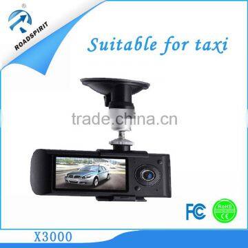 Hot Sale X3000 2 channel Car Black Box Dual lens Car Camera With GPS And G-sensor