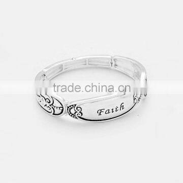 Wholesale Costume Jewelry Inspiration Religious Stretch Bracelet- Faith