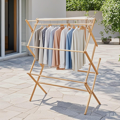 Wooden Bathroom Tower Storage Rack Foldable Bamboo Laundry Drying Tower Rack Clothes Drying Rack