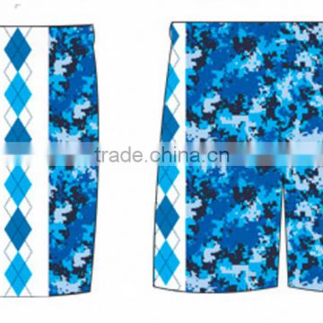 New design blue camo men's lacrosse shorts