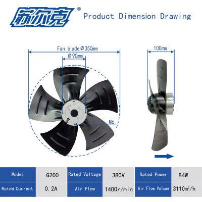 Высокопроизводительный осевой вентилятор размером 350 мм / 380 мм / 400 мм для промышленных систем охлаждения 230 В 400 В Производитель ODM/Obm