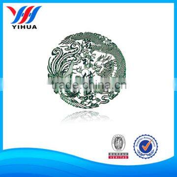 Factory OEM electroform logo green metal label/self adhesive label