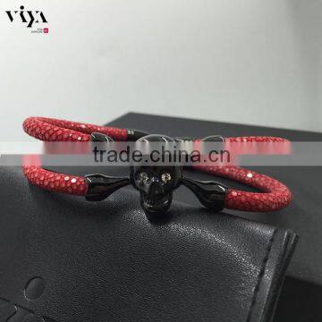 2016 Luxury Fashion Jewlery Hand Made Men Genuine Stingray Red Leather Bracelet Stingray Bracelet