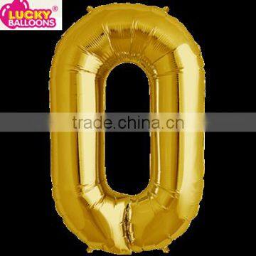 High quality slim gold foil number balloon with tabs