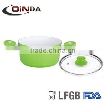 Forged aluminum ceramic coated casserole hot pot ,sauce pot with lid QD-FA007