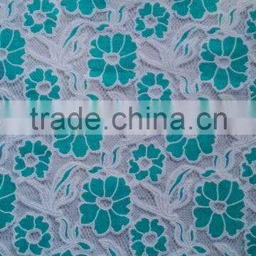 2016 new bright green lace high quality burning flowers fabric