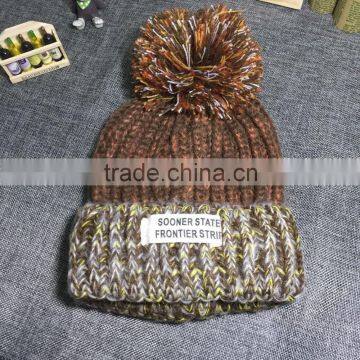 Autumn Winter Warm Keeping Colorful Knitting Pom Pom Hats and Caps Manufacturer