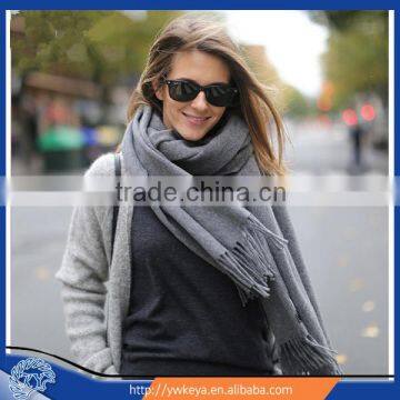 Women's grey color Luxurious Cashmere Fringe Scarf