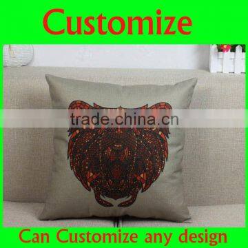 Various animal designs wolf/shark/koala/bear/jellyfish/recoon pattern nature linen outdoor pillow, outdoor pillow cases