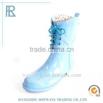 candy color lace up women pvc rain boots