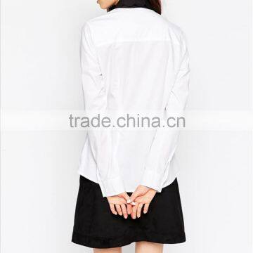 Floral Collar Matching Color Women Shirt Long Sleeves Women Blouse OEM Service photo-3