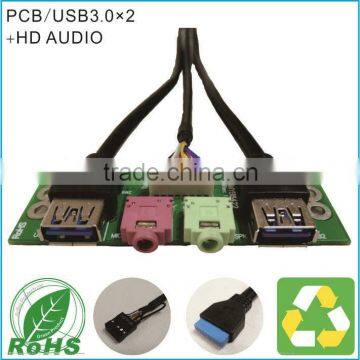 Front Panel Dual USB3.0+HD AUDIO I/O PC Board For Computer With Cable