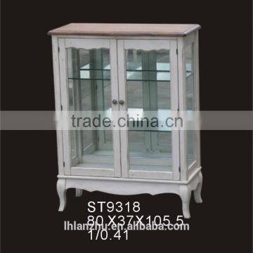 living room nostalgic style two doors glass cabinet ST9318