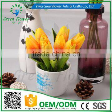 2016 Wholesale Multicolor Latex Artificial PU Flowers Mini Tulip Bonsai Real Touch Bouquet Wedding Bridal Decor Display Flower photo-3