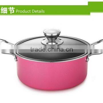 5pcs Pink Aluminum Non-stick Press Cookware Set Fry Egg Pizza Pan Stock Cooking Pasta Noodle Soup Pot Saucepan Cookware Set photo-3