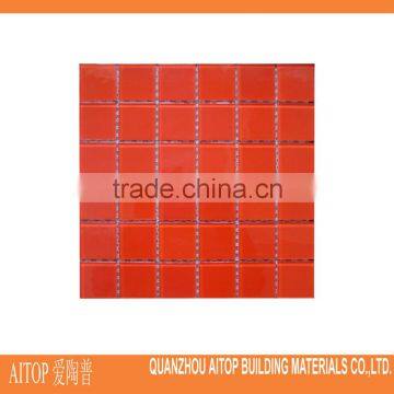 Red glass chip combination mosaic flooring tiles for bathroom