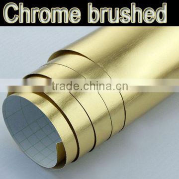 Gold chrome brushed film with top quality 1.52*30m