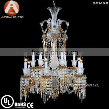 12 Light Baccarat Crystal Chandelier with Clear & Amber Crystal