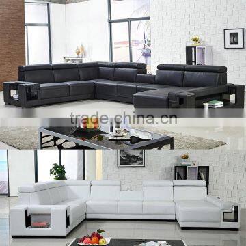 Latest Design Elegant Living Room Furniture Black and White Leather Sectional Sofa Set                        
                                                Quality Choice