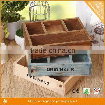 High Quality Wood Tray Wooden Box with Dividers for Mini Succulent Plant