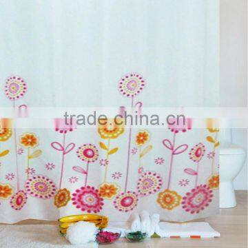 Flower printed home textile polyester shower curtain