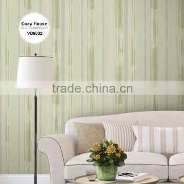 economic deep embossed pvc wallpaper, green contemporary ombre stripe wall decor for designer , waterproof wall mural ideas