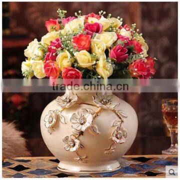 Luxury European round gold table ceramic vase for wholesale