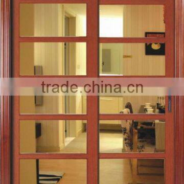 Glass Wooden 2 Panel System Sliding Doors Design DJ-S404